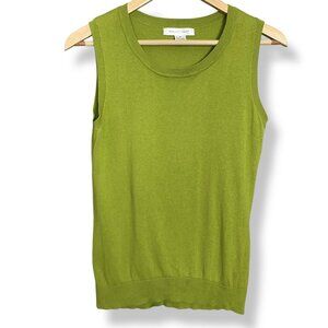 August Silk Sweater Tank Top Sleeveless Cotton Modal Women Sz Medium Lime Green
